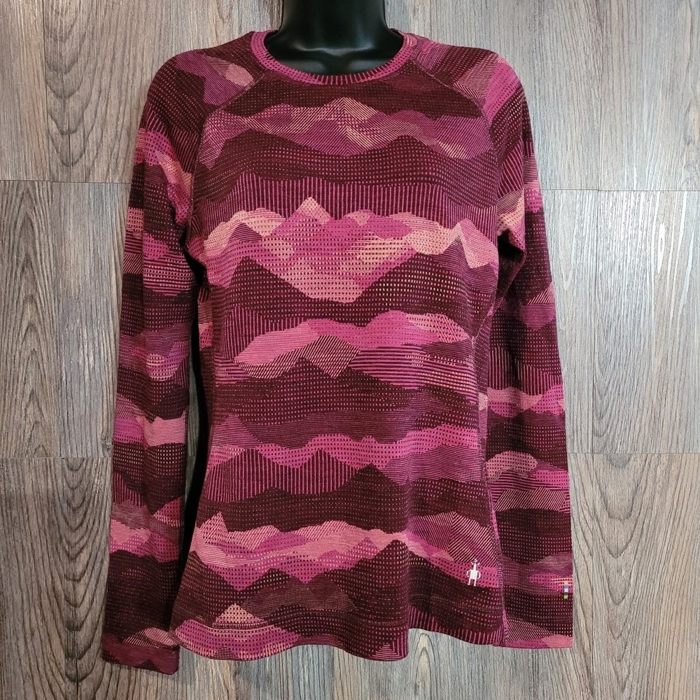 Smartwool Merino 250 Crew Neck Thermal Size L Purple/Magenta Pattern Long Sleeve